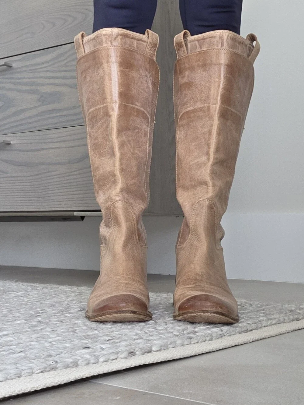 Frye Paige  Tan Over-the-Knee Leather Boots